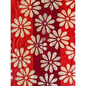 Unbranded Beach Towel Unisex OS Red Orange Very Good Retro Daisy Floral Striped